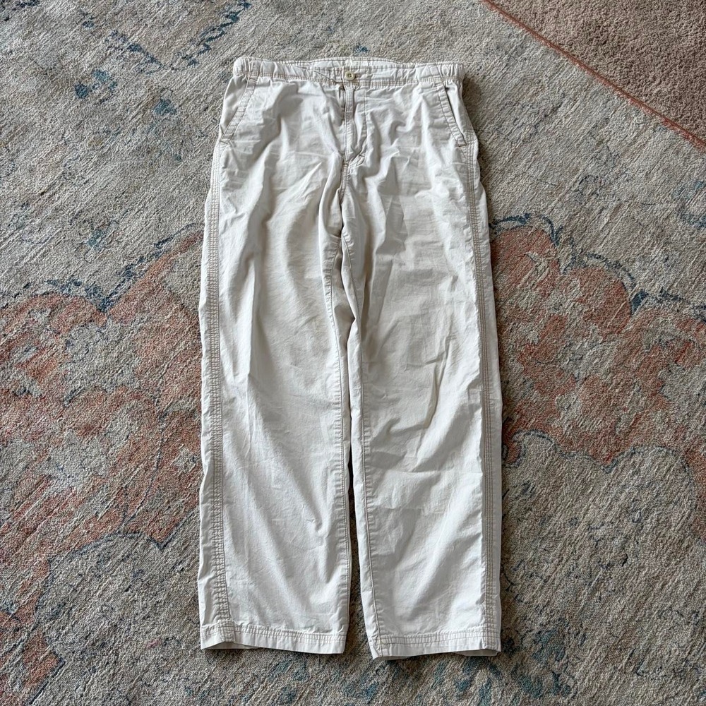 Izod Cream Wide Leg Trousers Women Size Small Y2K Low Rise Cotton Chino Pants